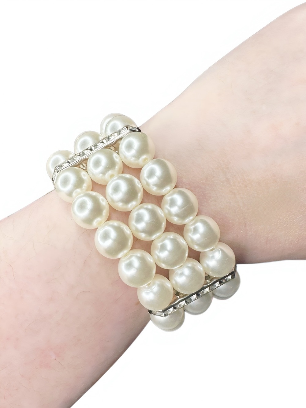 Pearl Stretch Bracelet - White Faux Pearls